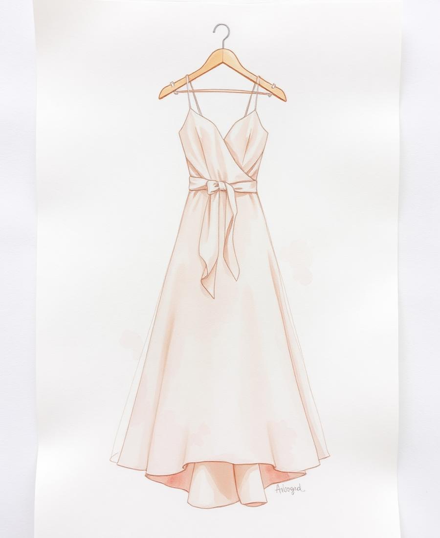 The Gown, Study II — Watercolour on cotton rag