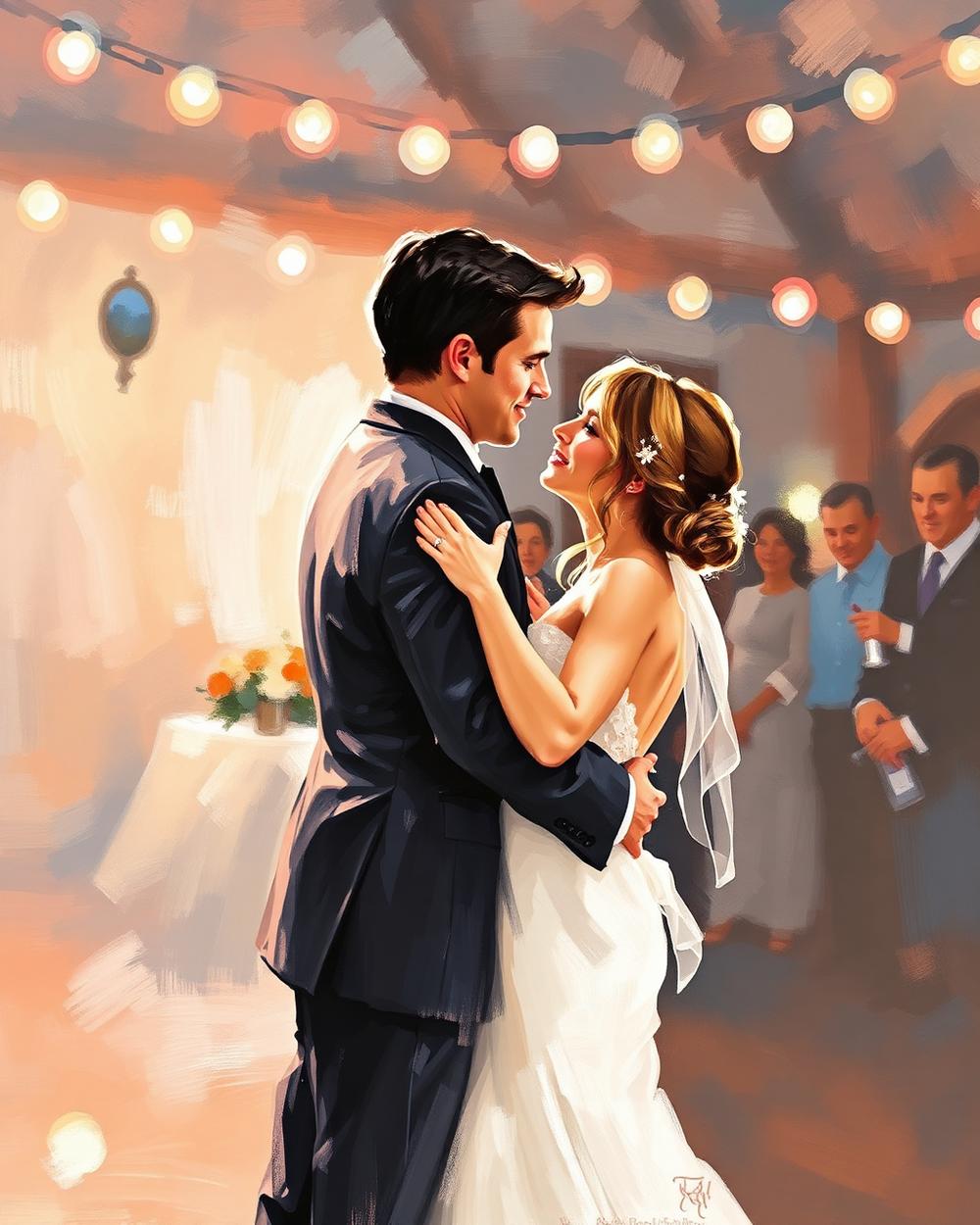 First Dance, Amber Light — live wedding painting for Amelia & Jonah