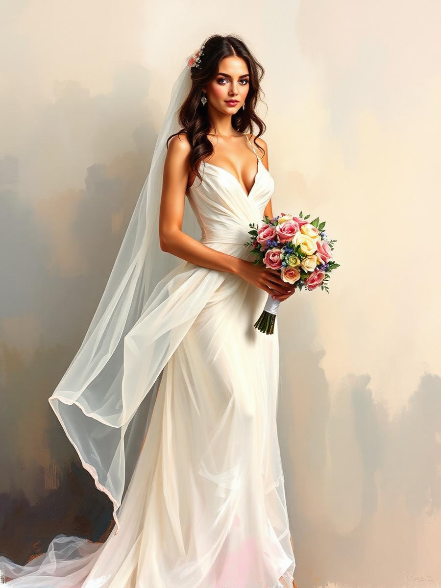 The Bride, Study in Bone — live wedding painting for Isabelle
