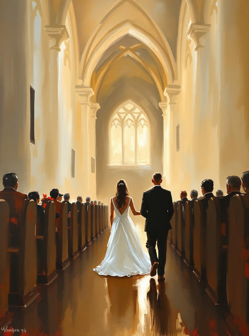 The Recessional — live wedding painting for Clara & Elias